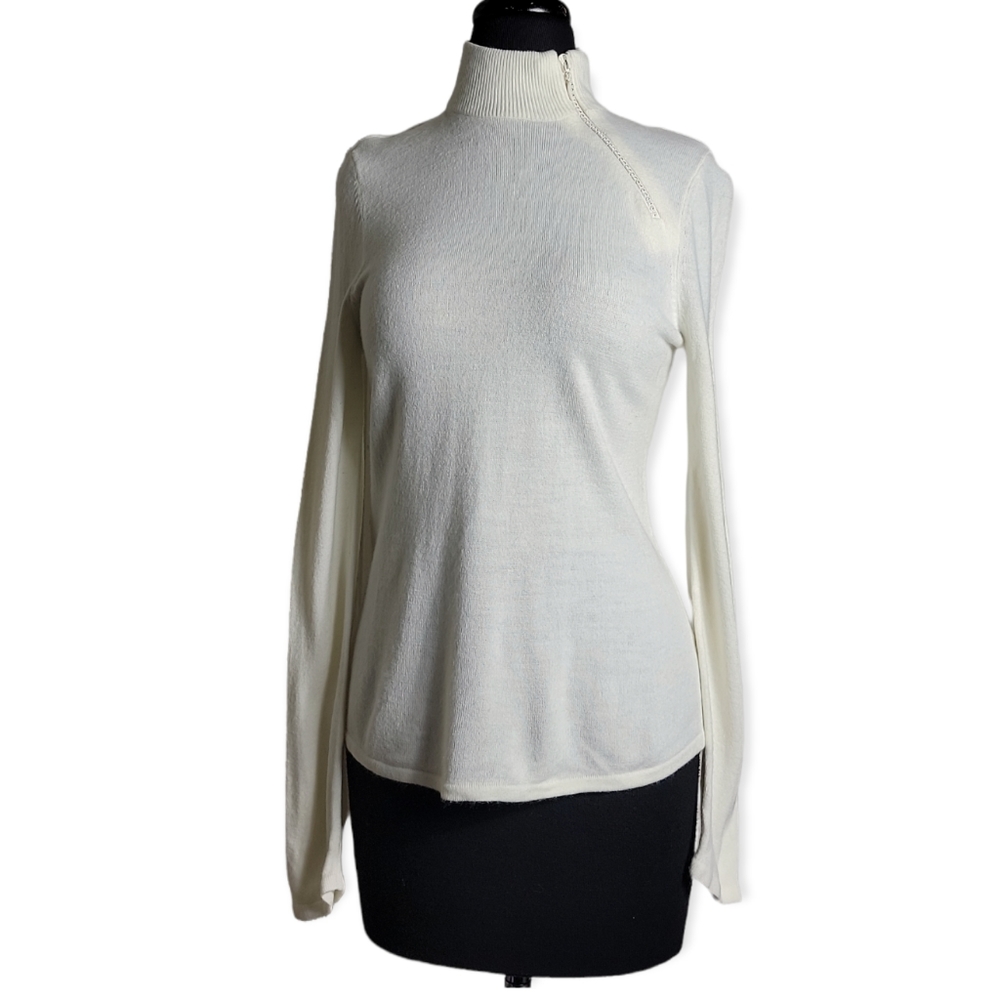 Designers Originals cream mock neck long sleeve sweater size M/P